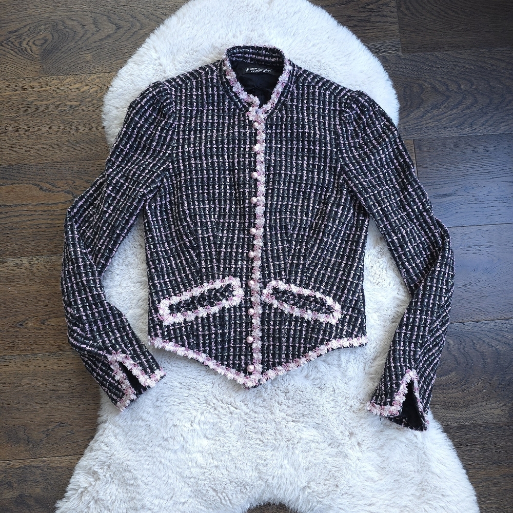 Vintage Betsey Johnson 90s Y2K Twee Victorian Wool Puff Sleeve Lady Jacket